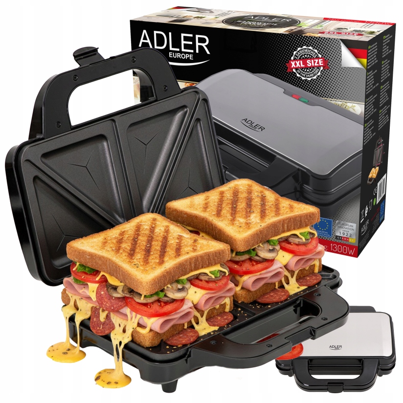 Opiekacz Kanapek Trójkąty Toster Sandwich Elektryczny Do Tostów 1300W Adler