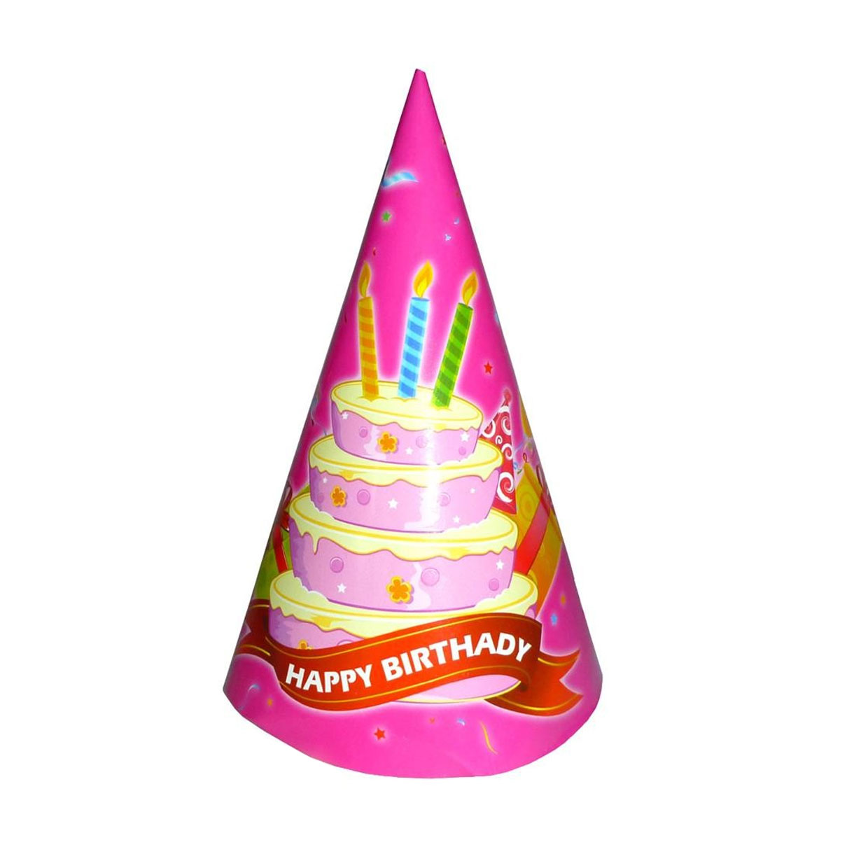 Колпачки на день рождения РОЗОВЫЙ ТОРТ 10 шт.