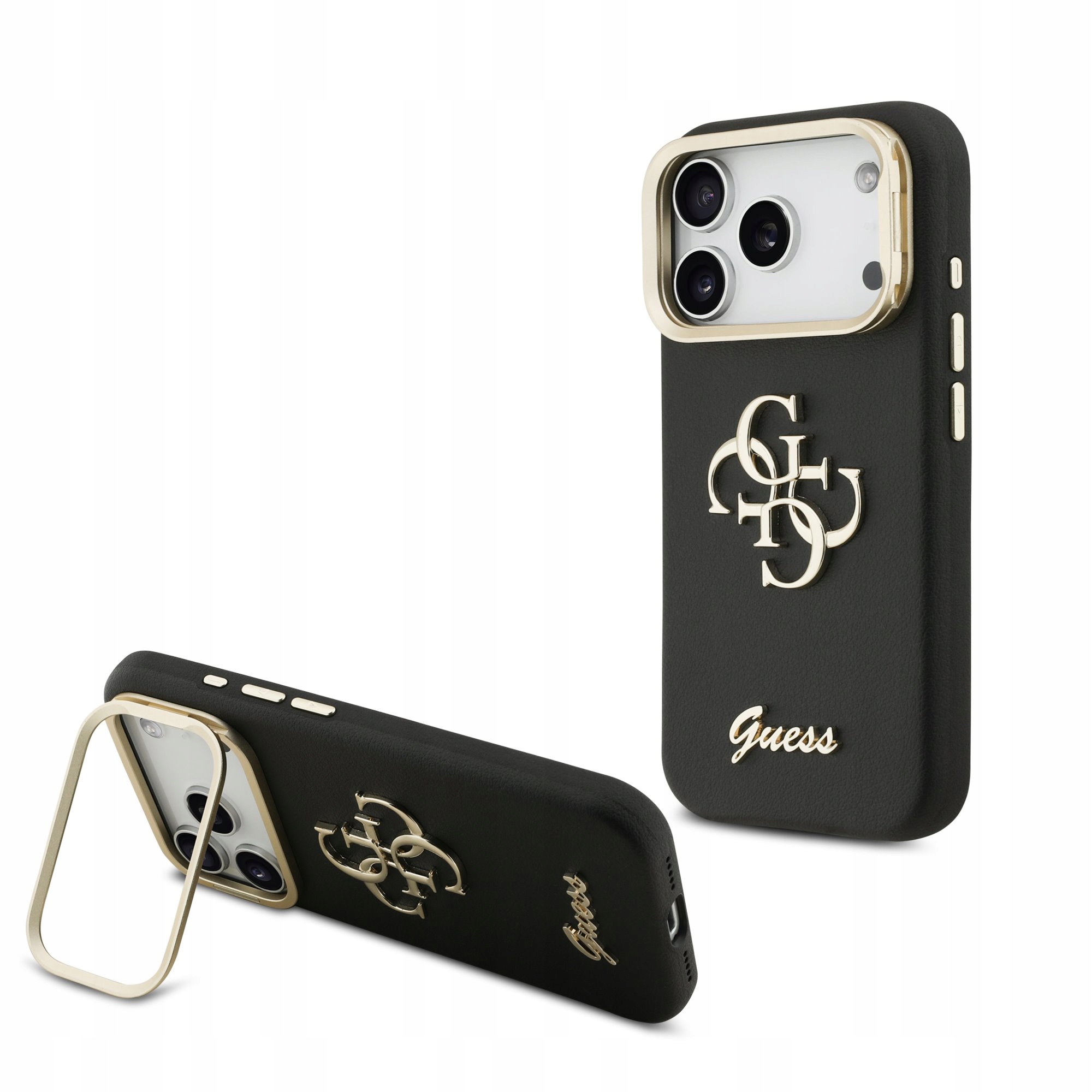 Pouzdro Guess Pu Grained 4G Logo Stand pro iPhone 17 Pro Černé Stylové