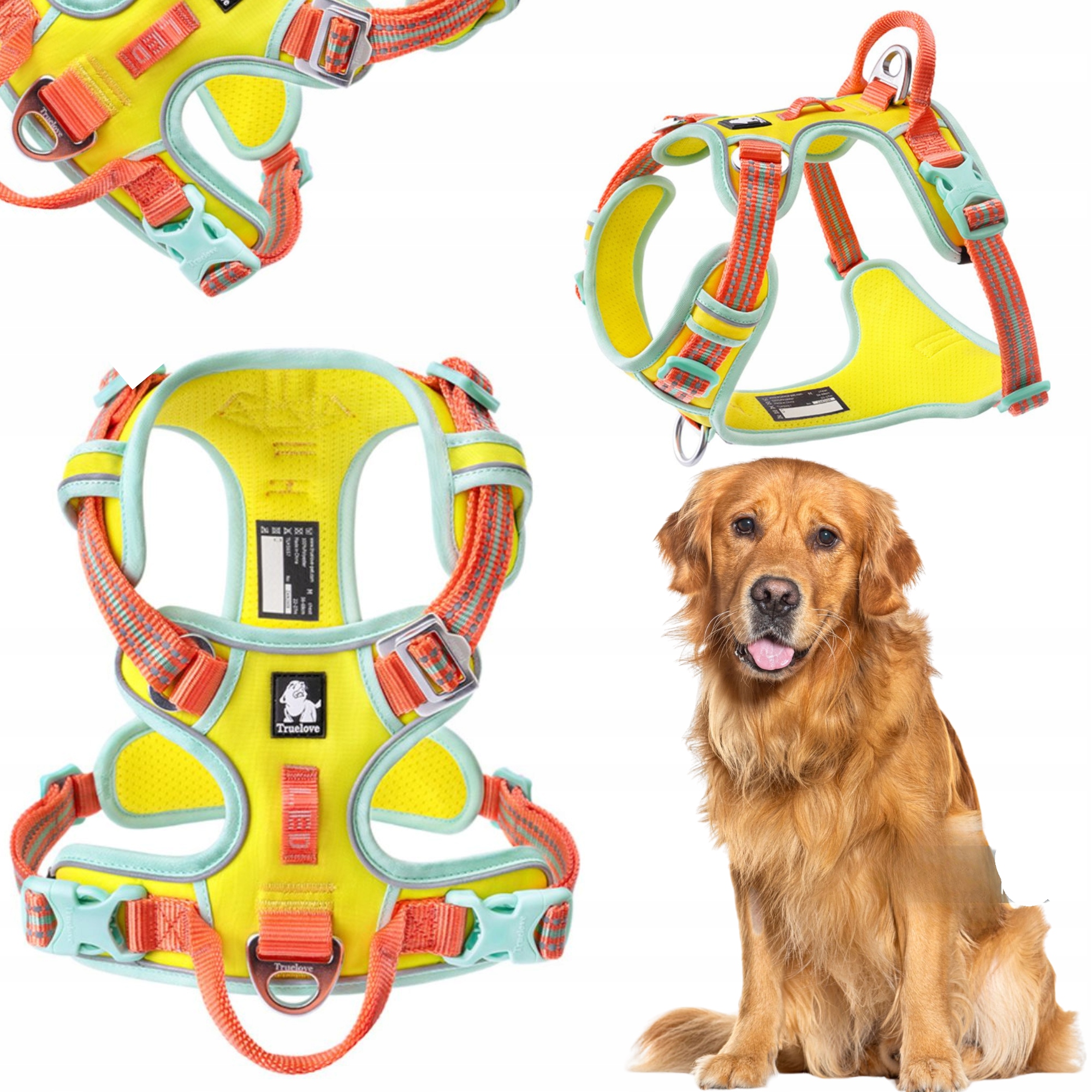 Levně Postroj Pro Psa Easywalk Truelove Front Line Premium Cordura Žlutý XL