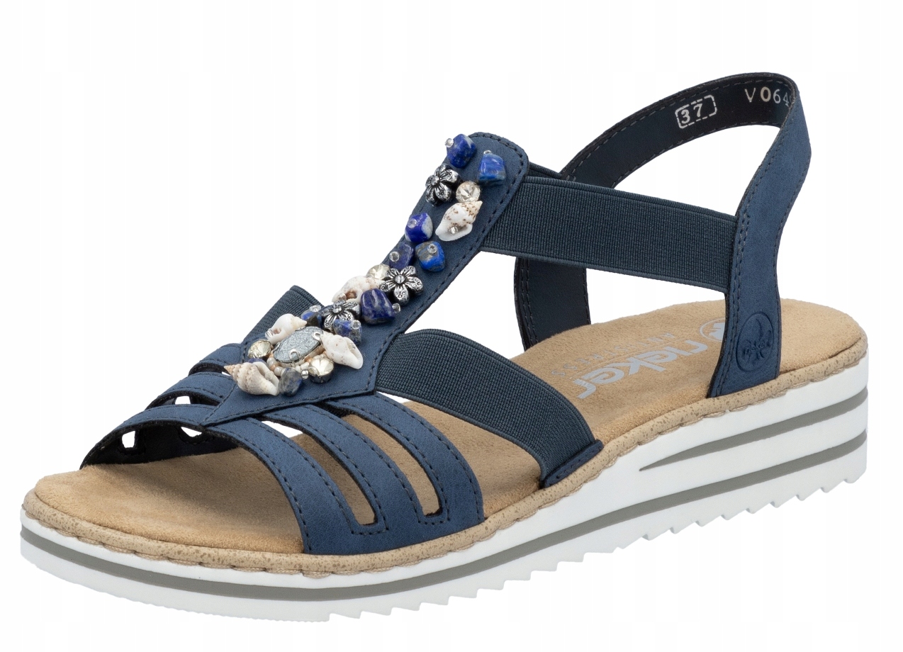 Rieker V0649-14 vel.38 modré módní sandály na klínku