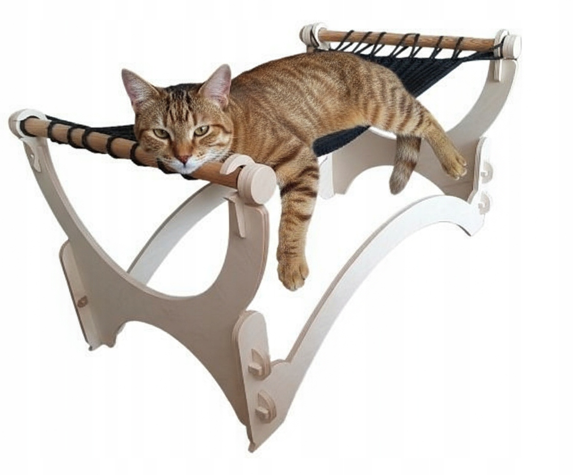 Levně Volně stojící houpací síť pro kočky s pelíškem vyrobeným na háčkování