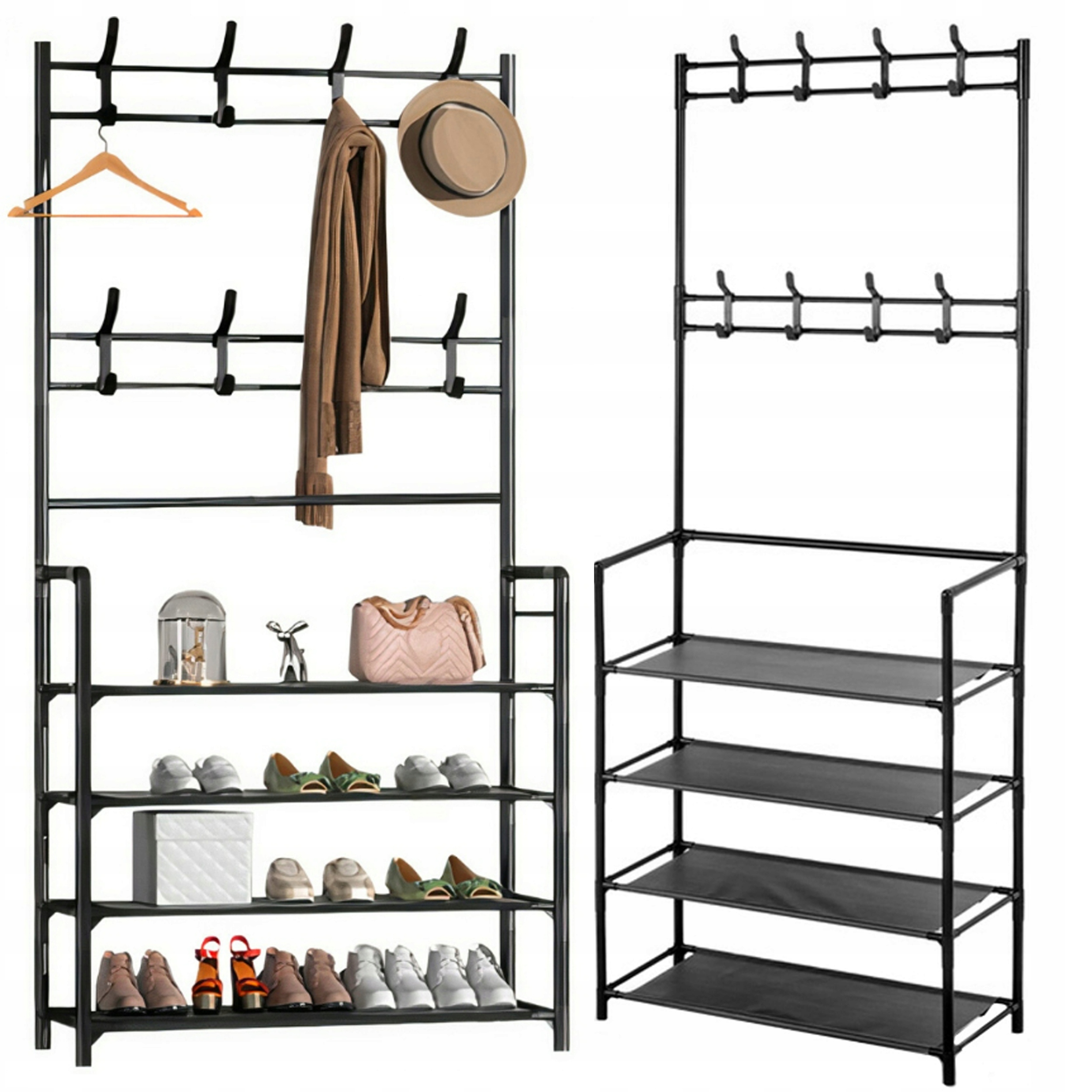 WIESZAK NA UBRANIA METALOWY STOJĄCY DUŻY PRZENOŚNY PÓŁKA STOJAK