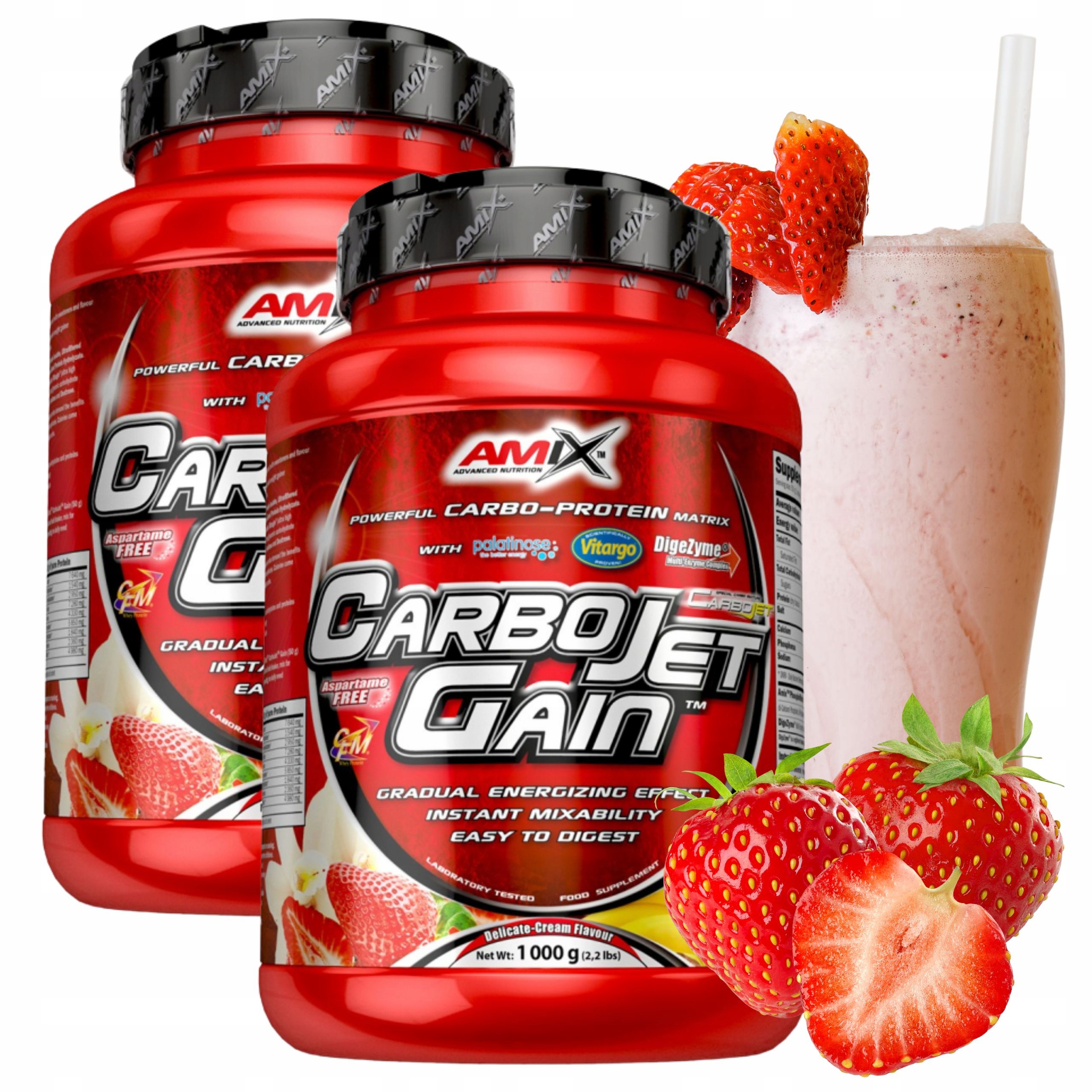 Amix Carbojet Gain Doplněk Stravy na svalovou hmotu Sacharidy Protein Cfm 2x1kg
