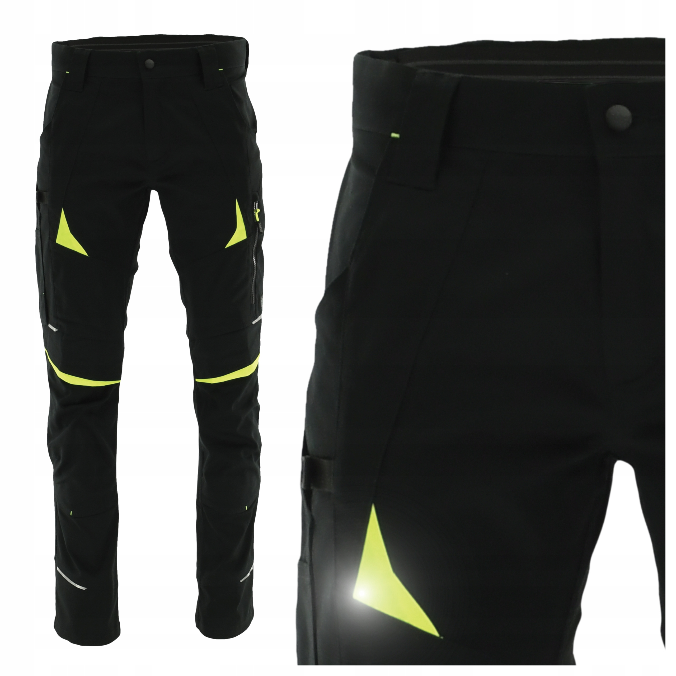 Spodnie Robocze Męskie Bhp Czarne Stretch Wzmocnione Kieszenie 52 Pas