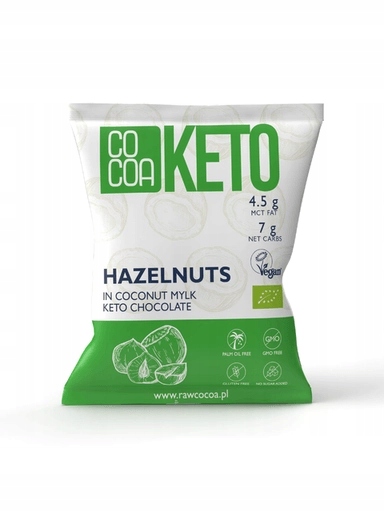 2x Lískové ořechy v čokoládě Keto s olejem Mct bez cukru 70 g Cocoa Bio