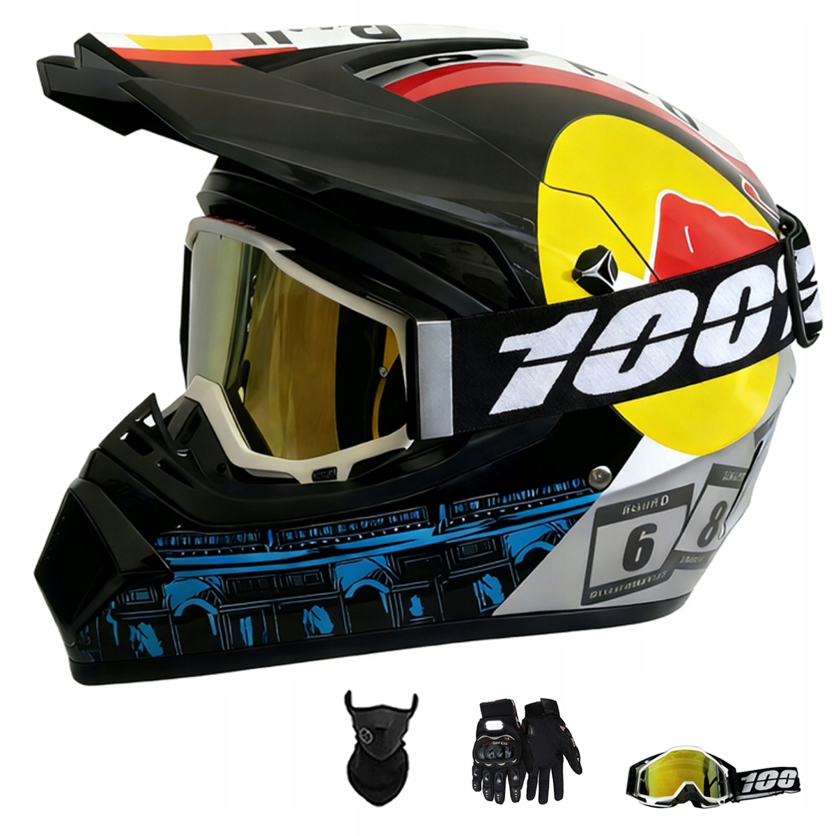 Motocyklová Přilba Crossová Lehká Enduro Quada Brýle Rukavice Maska L