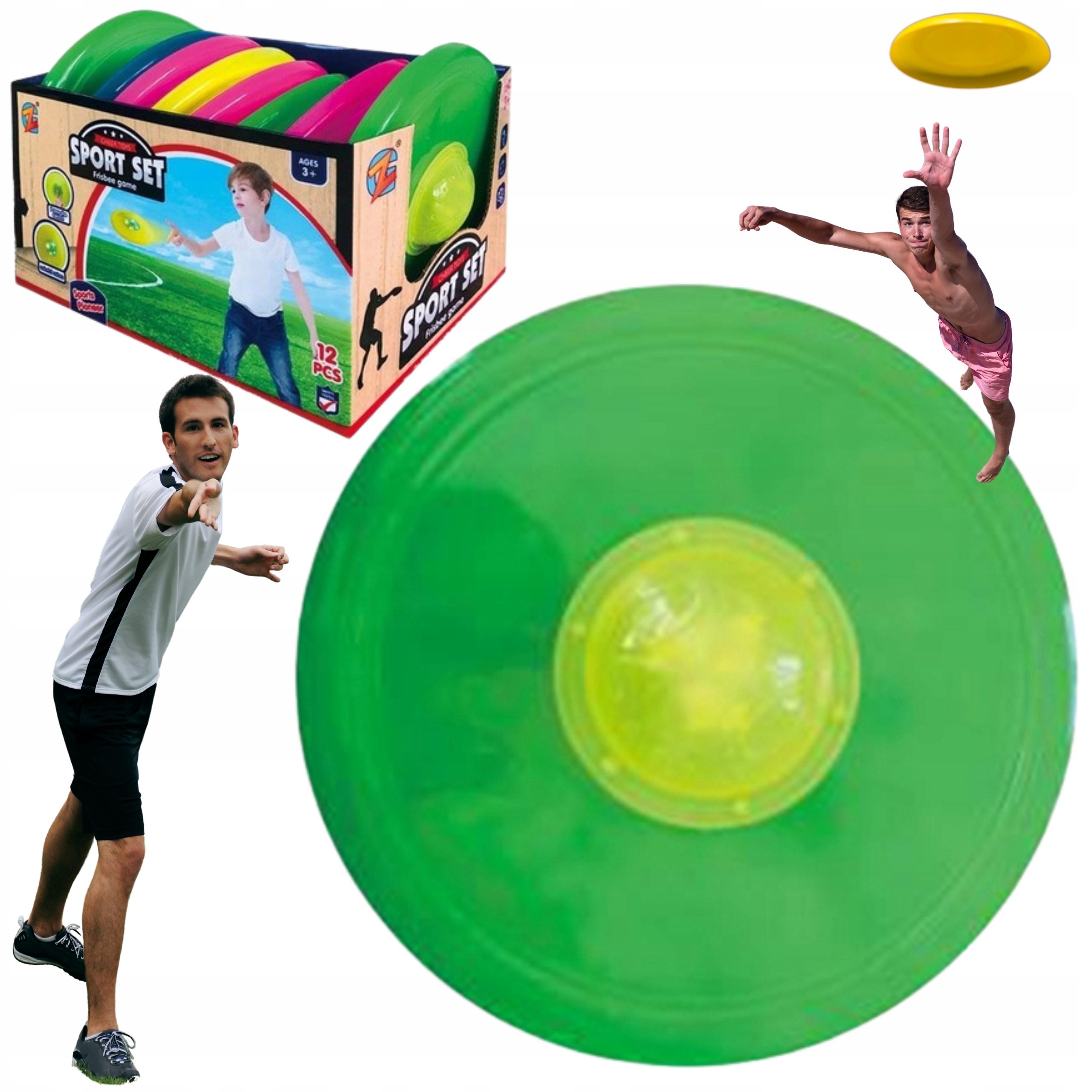 Dysk Latający FRISBEE ŚWIECĄCY dla dzieci zabawa DŁUGI LOT dioda LED