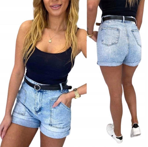 

Spodenki jeansowe M.Sara+pasek wysoki stan kieszen