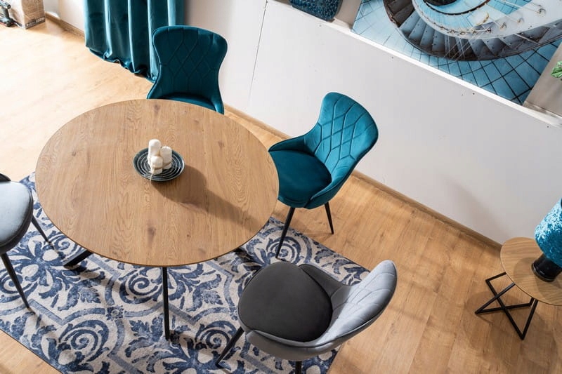 Stół okrągły ASTER 120x120 dąb/czarny loft SIGNAL Wysokość mebla 76 cm