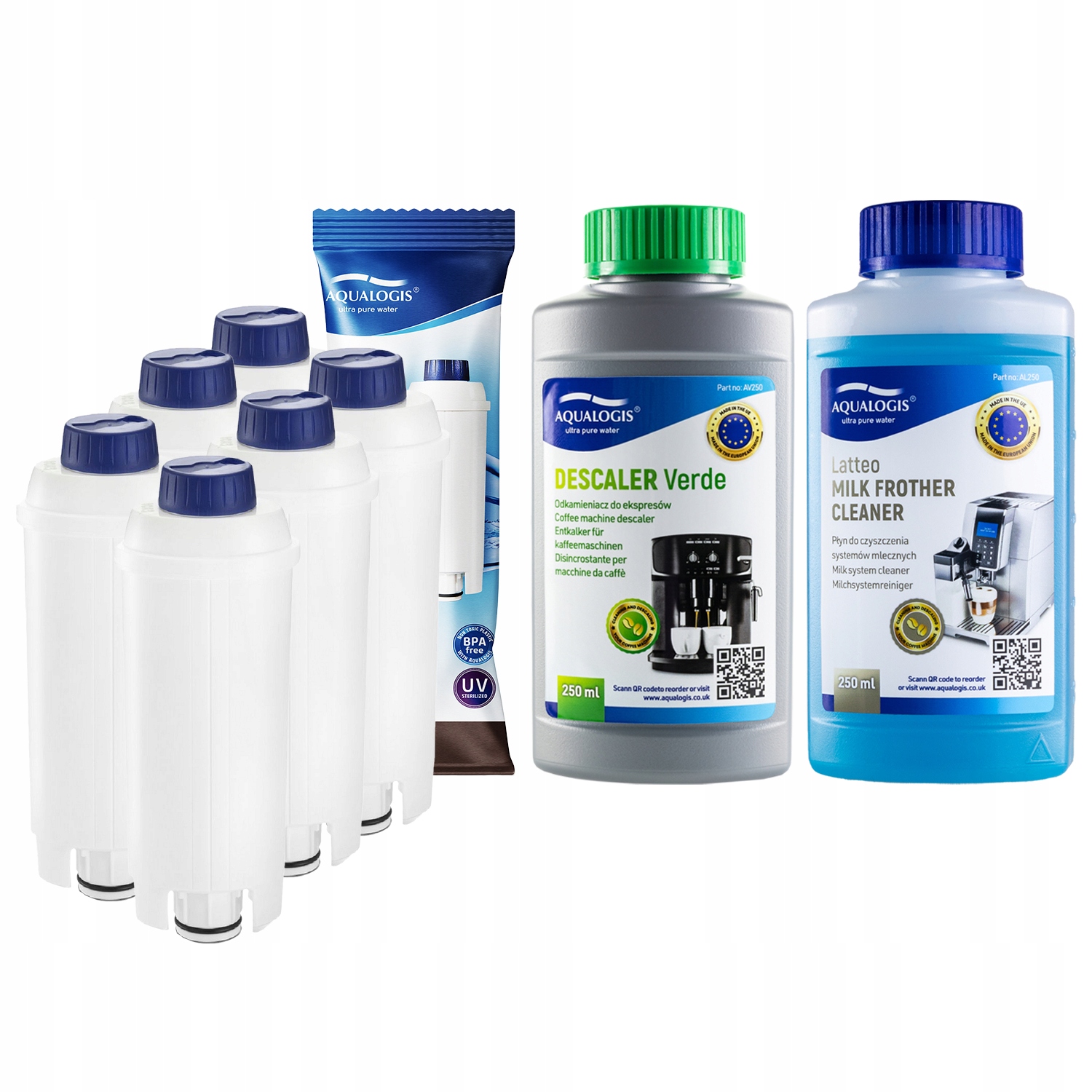 6x Filtr do kávovaru Delonghi AL-S002 Odvápňovač 250 ml Tekutina 250 ml