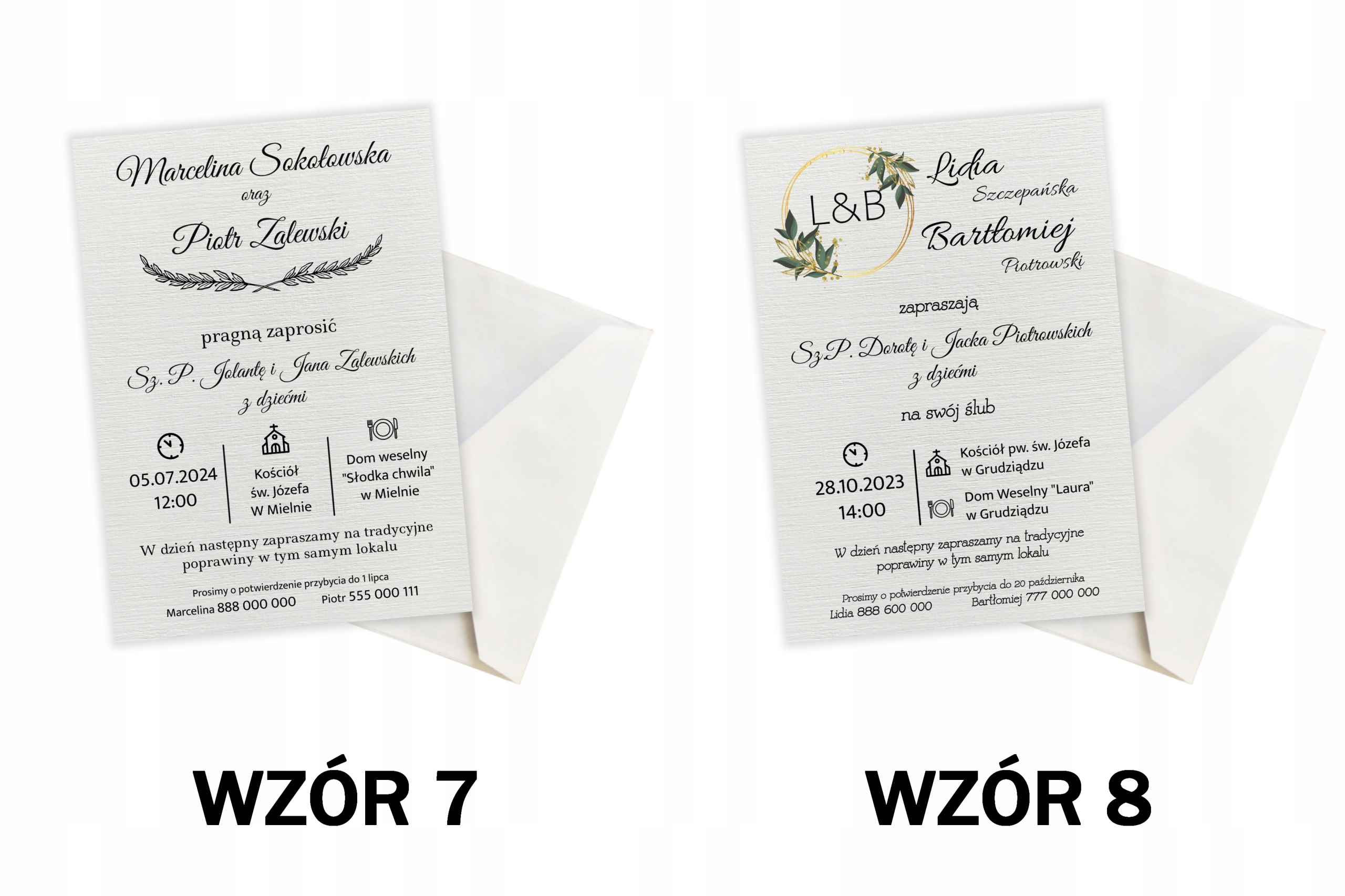 ZAPROSZENIE NA ŚLUB WESELE PRZYJĘCIE BIAŁE EKSPRES Kolor dominujący biały