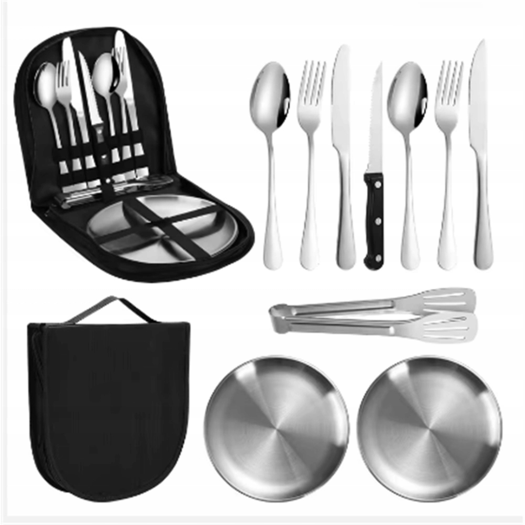 Venkovní Příbory Sada 13 Dílů Nerezová Ocel Pro Kempování A Piknik