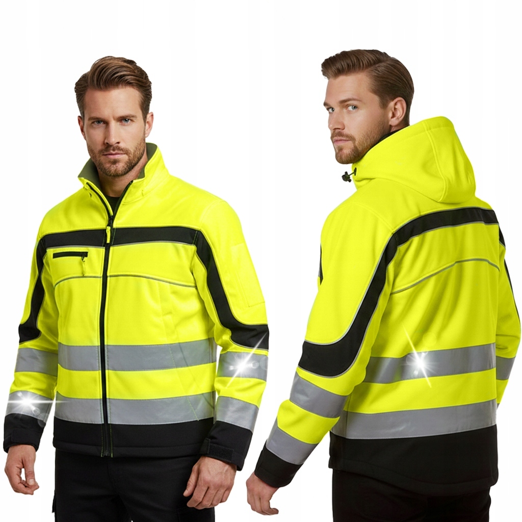 Kurtka Męska Softshell Robocza Bluza Wodoodporna Ciepła zimowa Z Kapturem