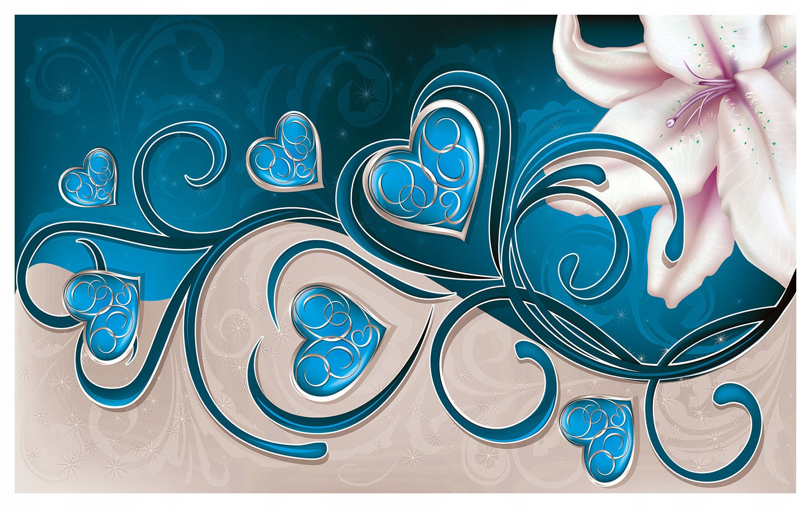 Fototapeta Milostné ľalie jemné béžové a modré s perspektívou 300x210 lepidlo