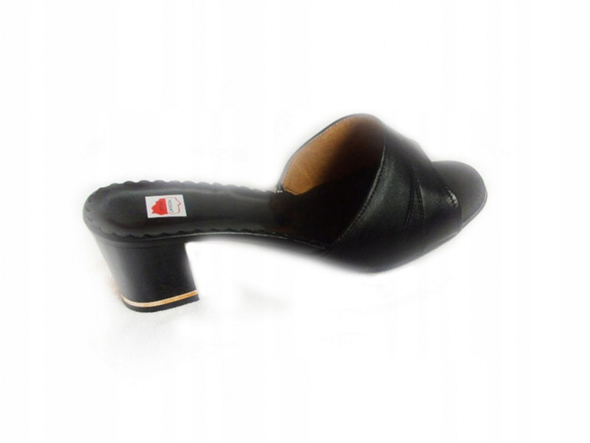 SKÓRZANE klapki DAMSKIE czarne OBCAS tegość H 42