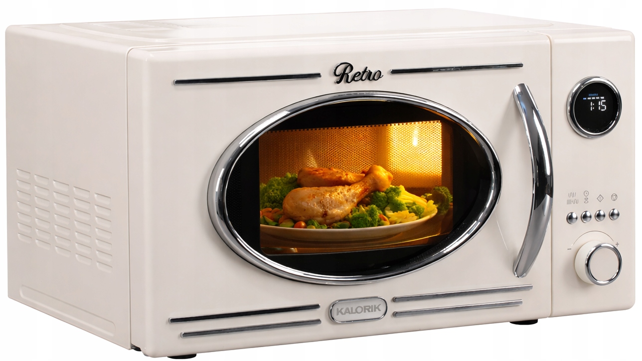 Kuchenka Mikrofalowa Z Grillem 20L 800W Retro Led 12 Programów Szybka
