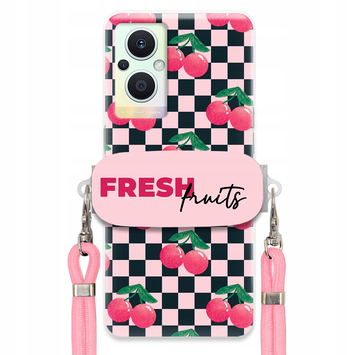 Puzdro pre Oppo Reno 8 Lite Crossbody vodítko držiak šachovnice Fresh Fruits