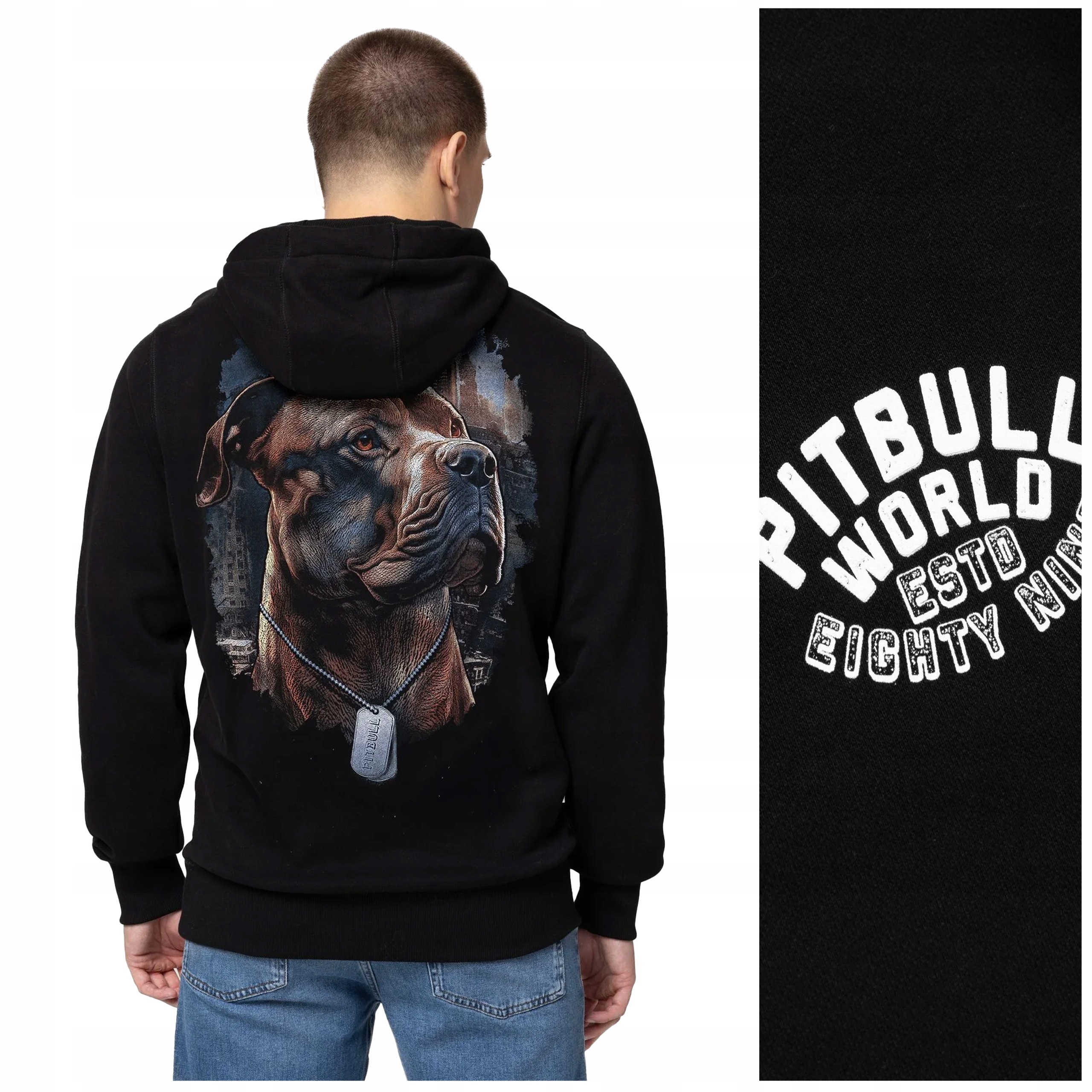 Pánská mikina s kapucí Pit Bull "hero" vel. XXL černá