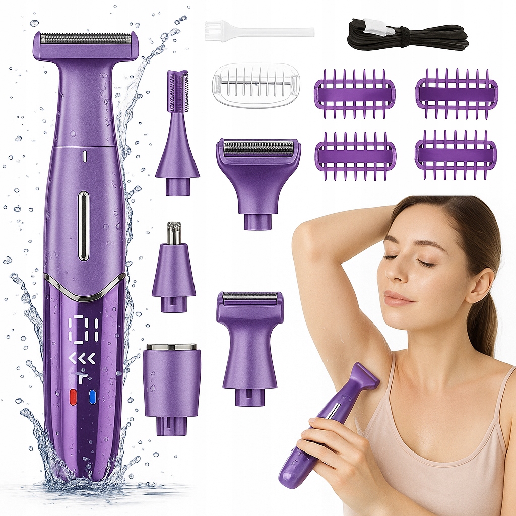 Golarka Damska Depilator Trymer Maszynka Do Ciała Bikini Nóg Pach 6W1 Usb