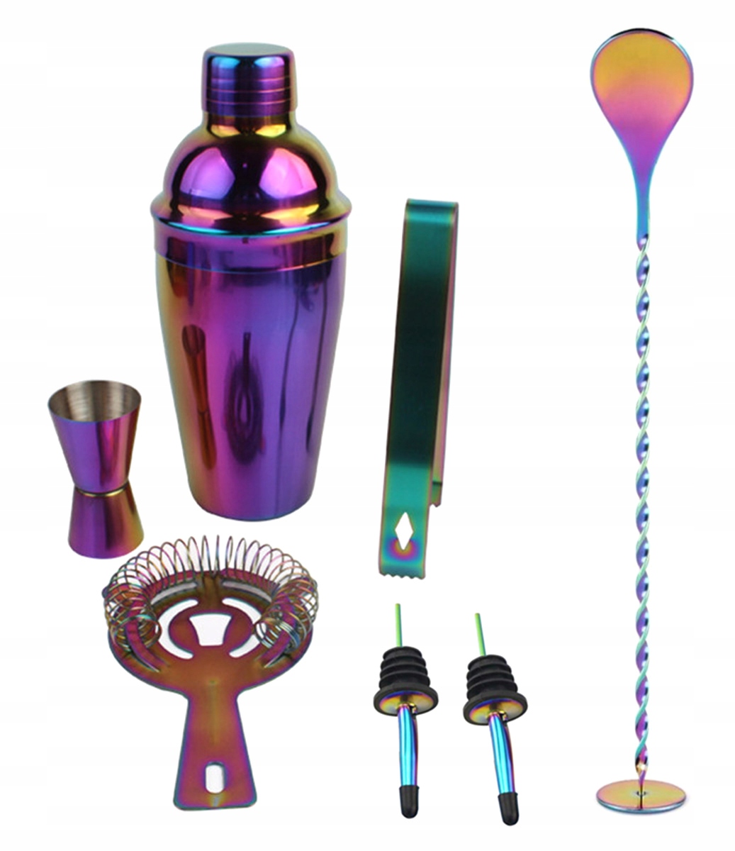 ZESTAW BARMAŃSKI SHAKER DO DRINKÓW JIGGER SZCZYPCE 8 ELEMENTÓW TĘCZA AG139E Producent Whiskey Rocks