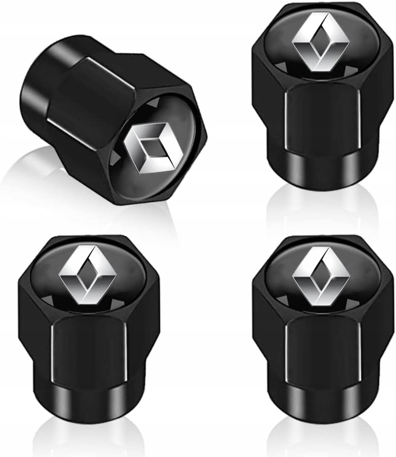 SOLIDNE NAKRĘTKI NA WENTYLE METALOWE KAPTURKI RENAULT 4 SZTUKI CZARNE