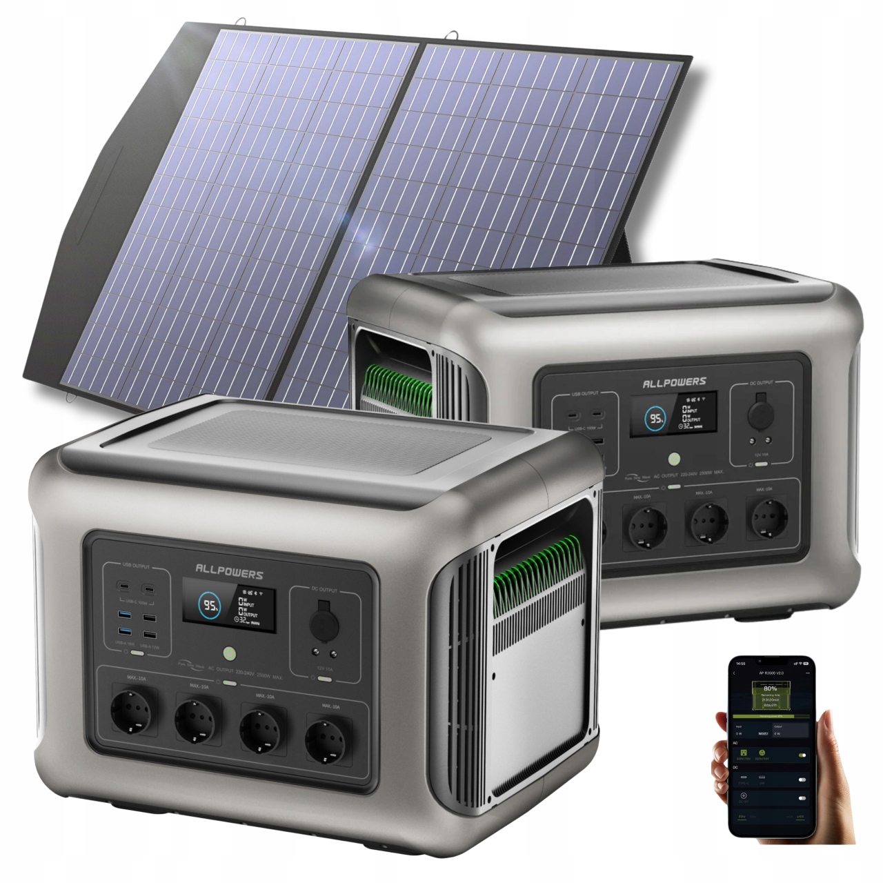 Allpowers R2500 2500 W Mobilny Zestaw Kempingowy Z Panelem Solarnym 100W