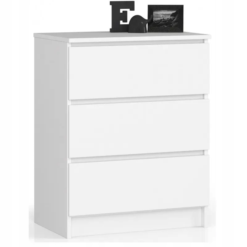 Komoda do obývacího pokoje nízká 60 cm 3 zásuvky moderní ložnice skříňka Bílá