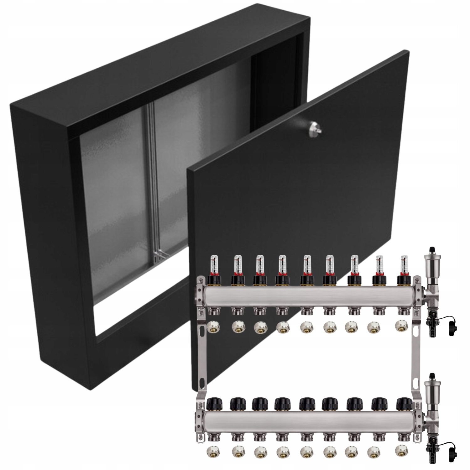 Nerezový Rozdělovač Podlahových Krytin 9+ Nástěnná Skříňka Černá+pex