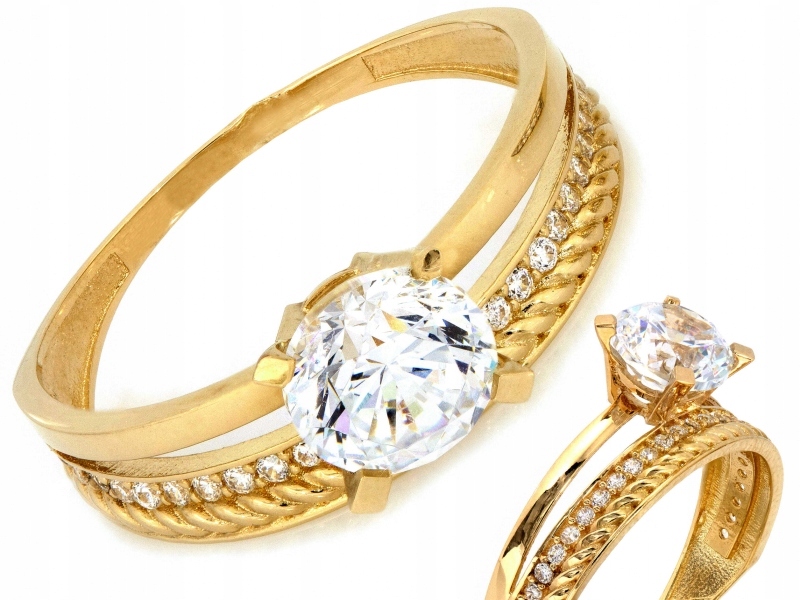 Prstýnek zlatý 585 14kt zdobený zirkonem Solitare r19 2.61g jako dárek