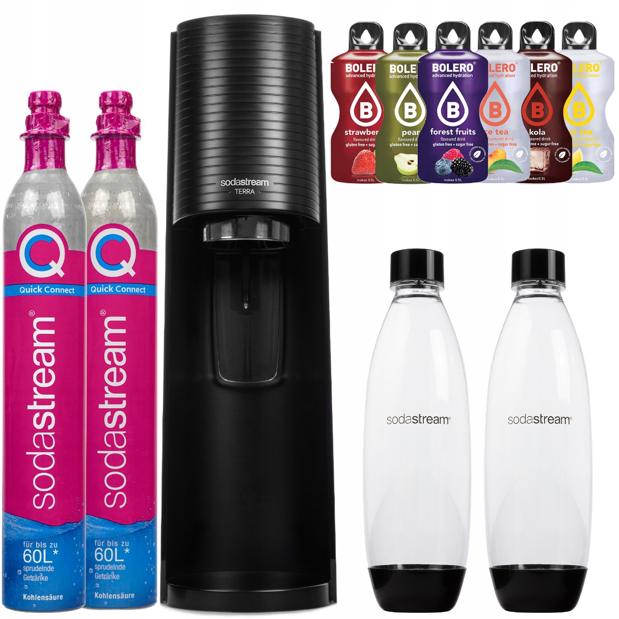 Saturátor Sodastream Terra Black 2 Fľaše 2 Náboje Valcov Doplnky