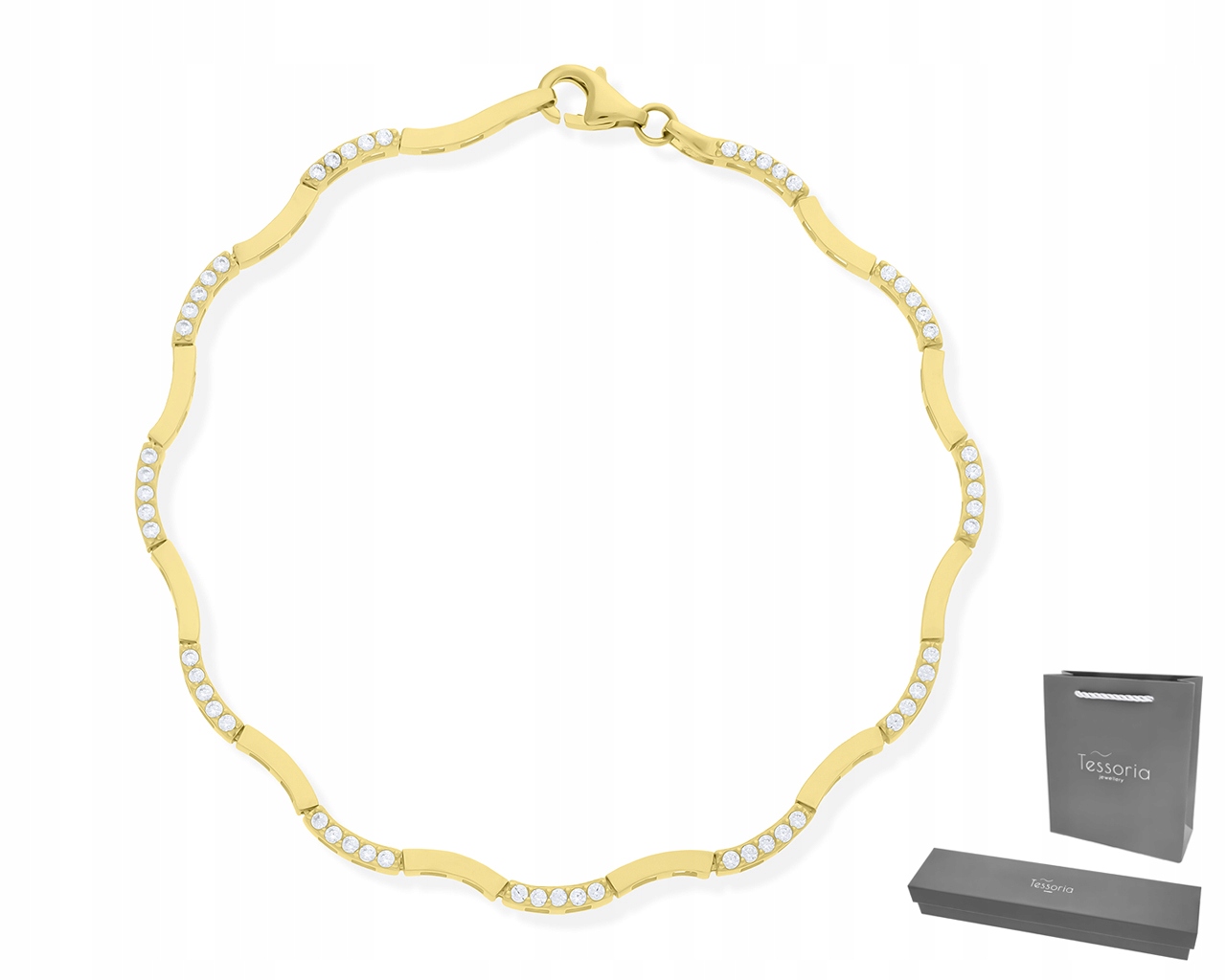 Zlatý náramek 585 Dámský Elegantní Originální vzor Zirkony jako Dárek