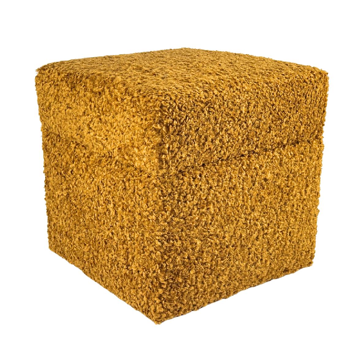 Taburet čtvercová, otevíratelná rolf teddy bouclé beránek, barva hořčicová