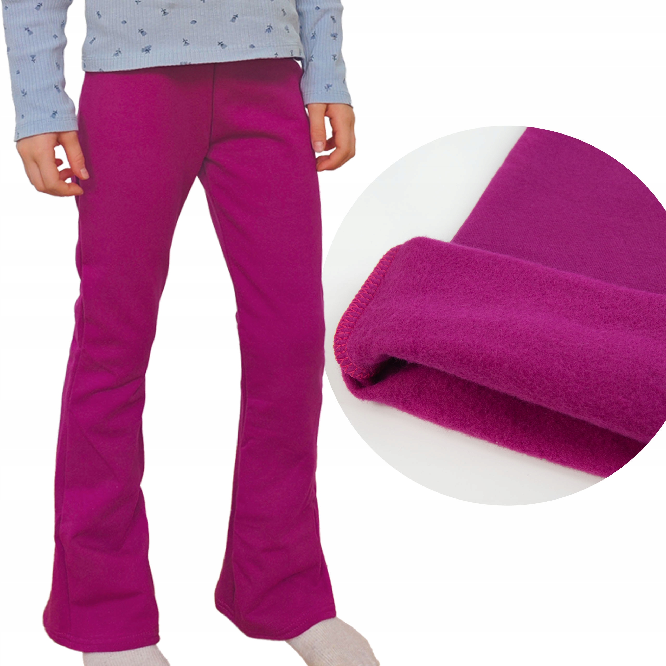 DZWONY OCIEPLANE meszkiem SPODNIE DZIEWCZĘCE szerokie nogawki JESIEŃ 122