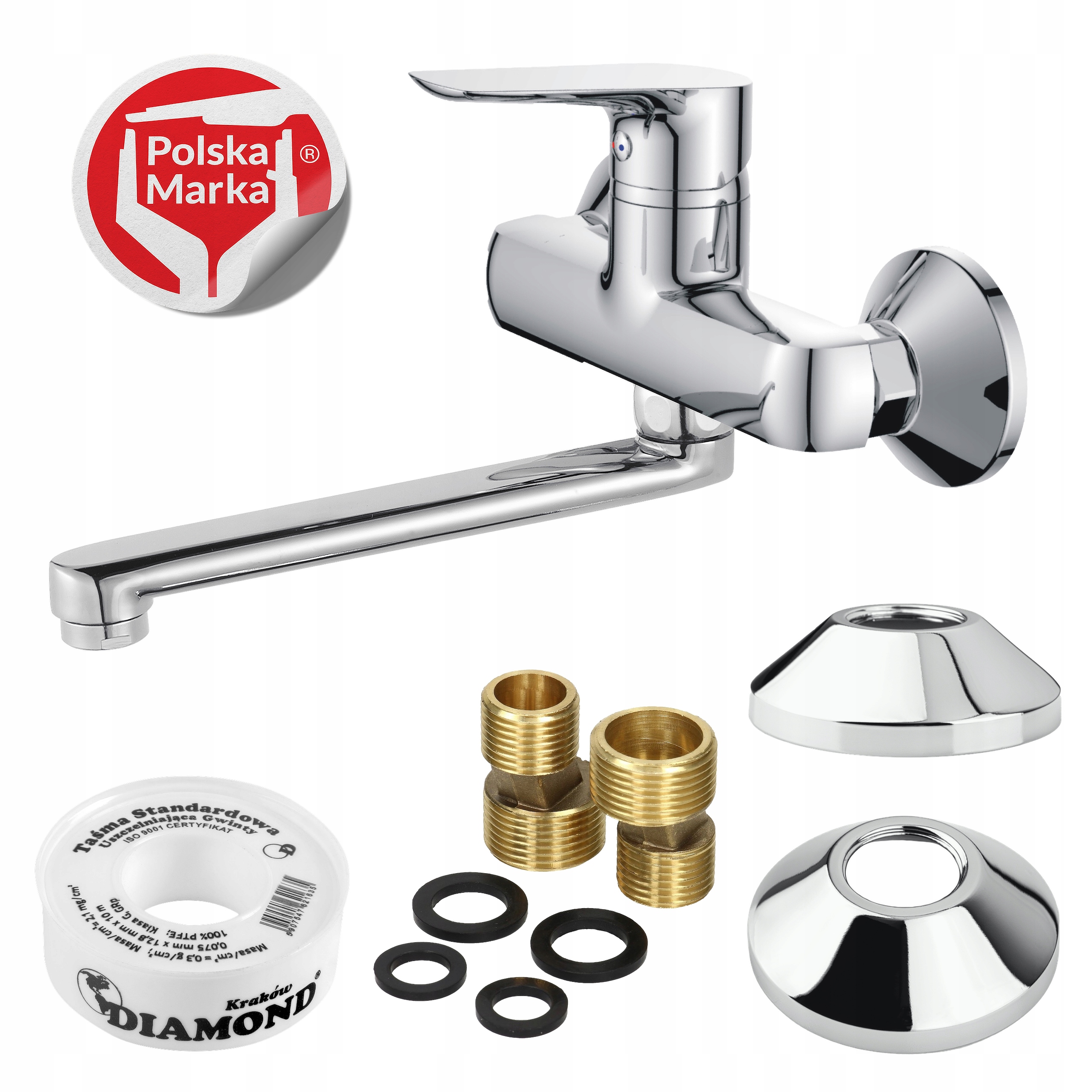 Umývadlový kohútik na stenu 200 mm otočný výtokový otvor pre armatúru do kúpeľne