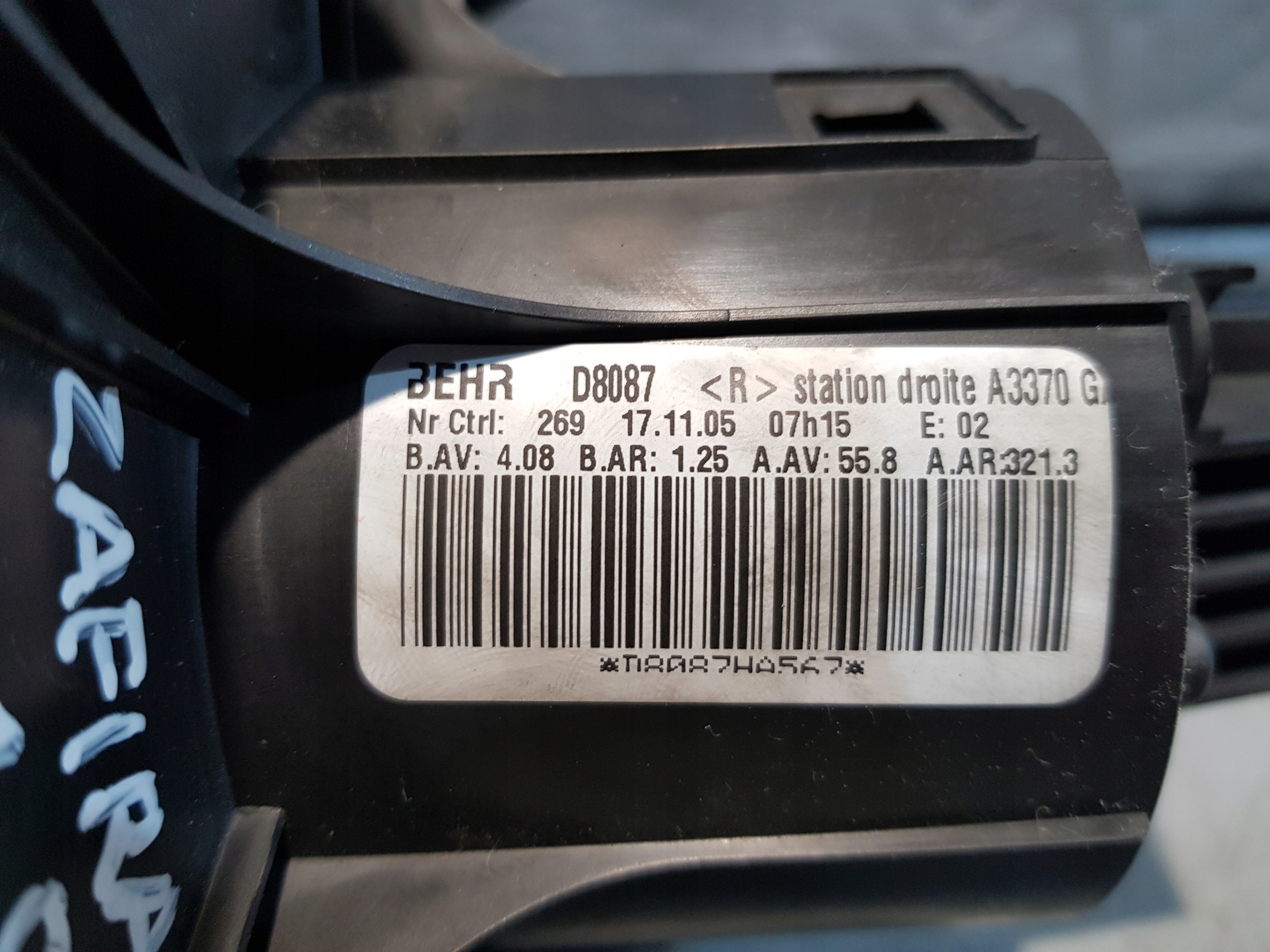 tOPENÍ ventilátor klími ZAFIRA B D8087 EUROPA