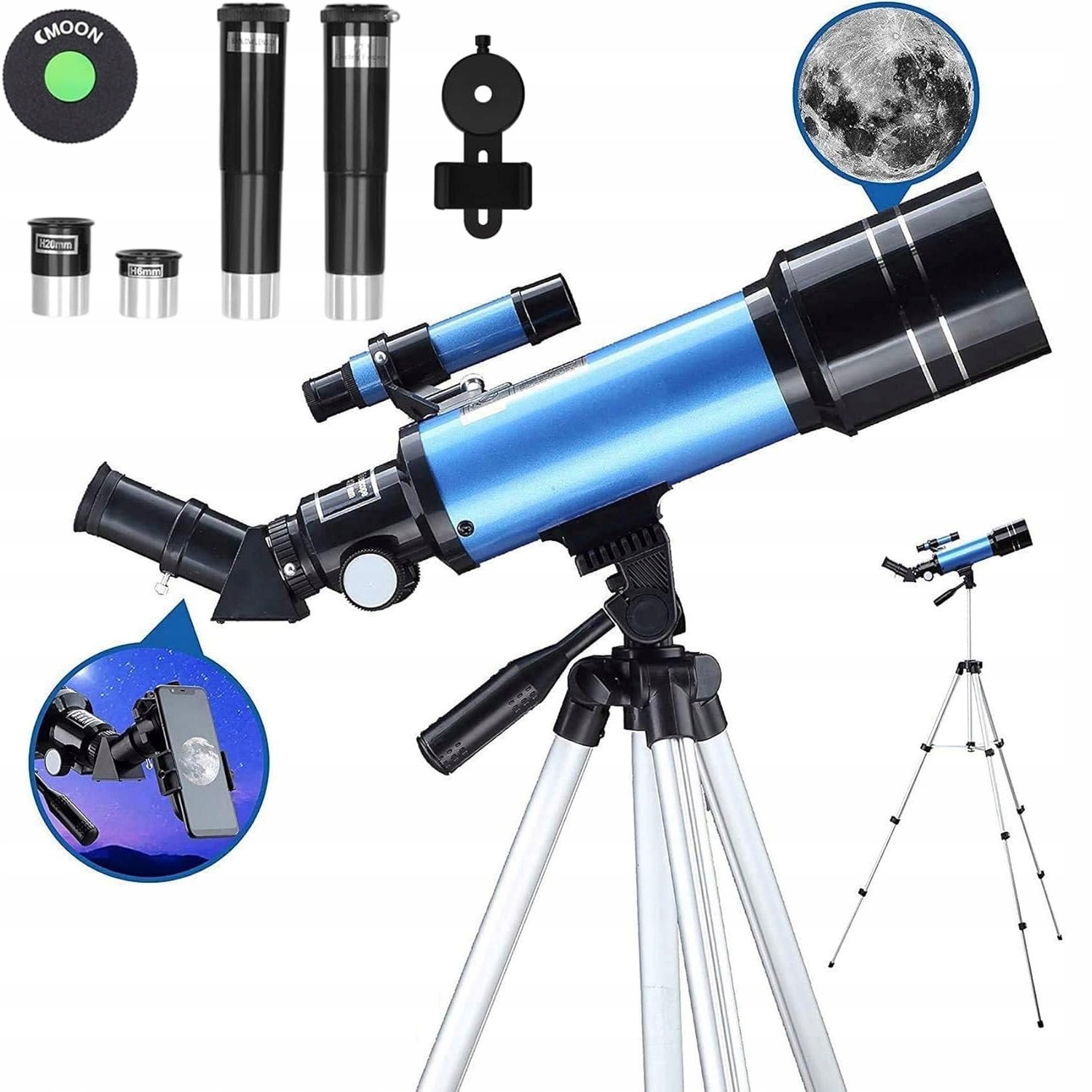 Profesionální Hvězdářský Dalekohled Luneta 150X, 70/300 MM Příslušenství