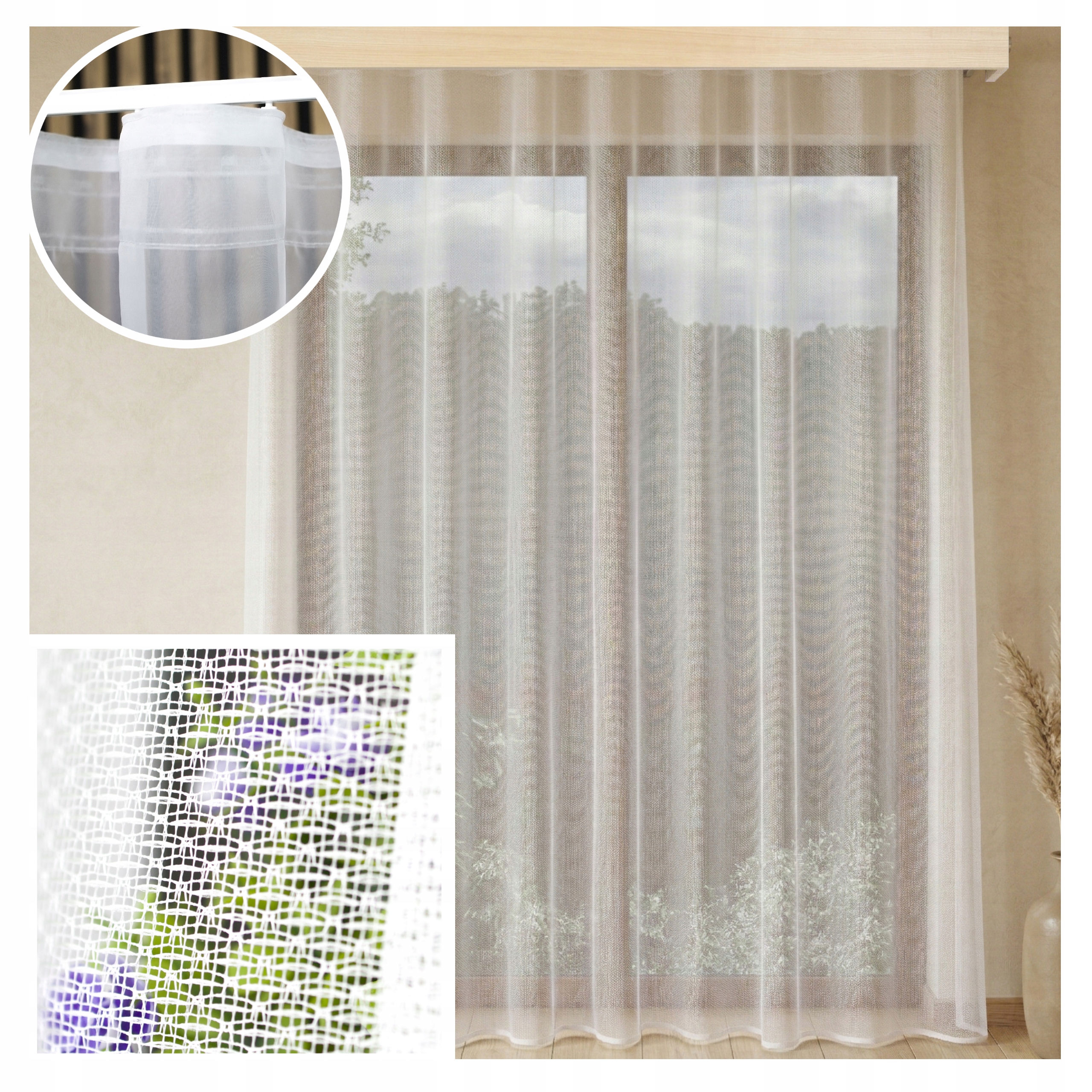 Hotová Záclona Japandi Žakard Kaja Bez Žehlení 1000x215 cm Wave Salon