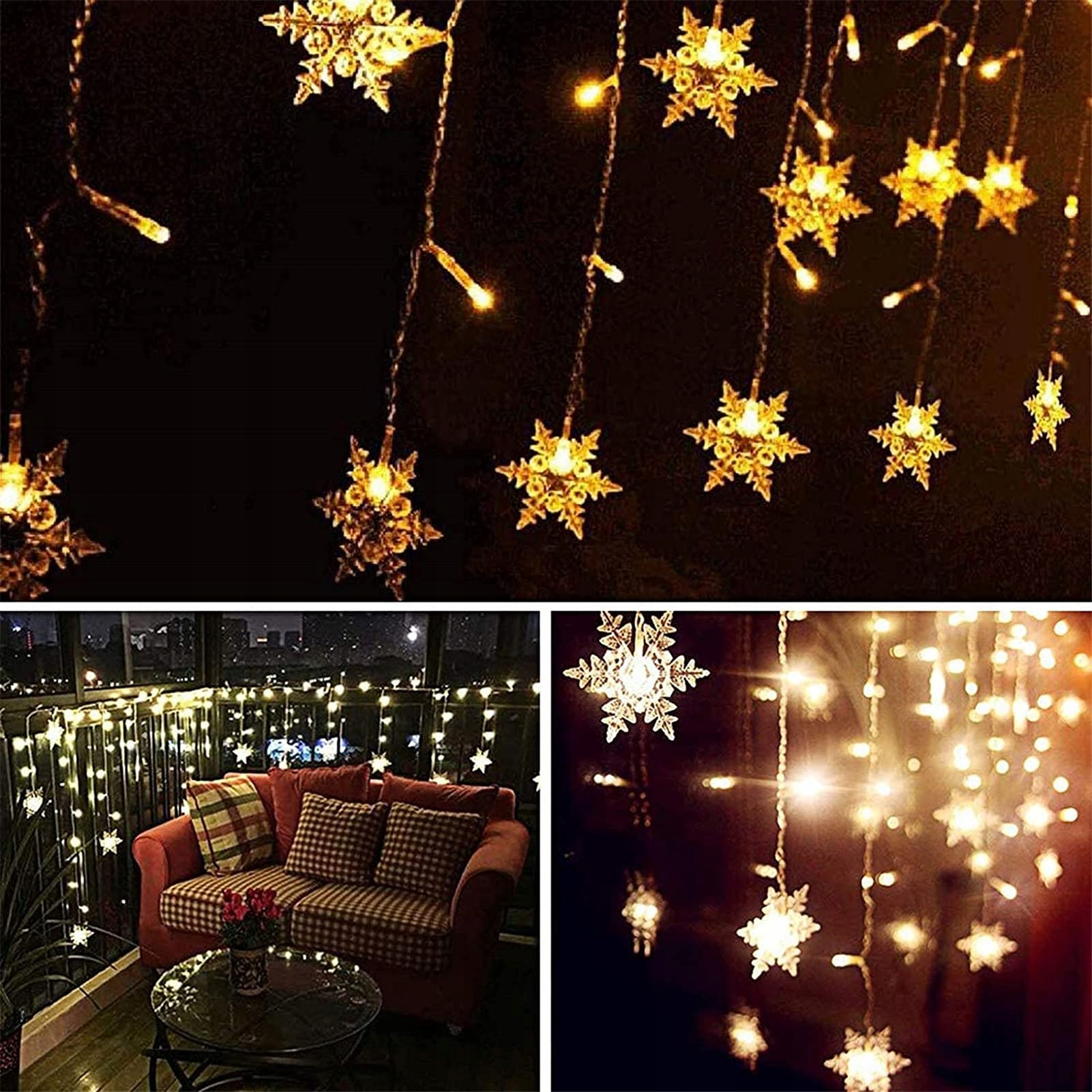 OAICIA GIRLANDA KURTYNA ŚWIETLNA LAMPKI GWIAZKI OZDOBNE 96 LED 35M — miniatura 5