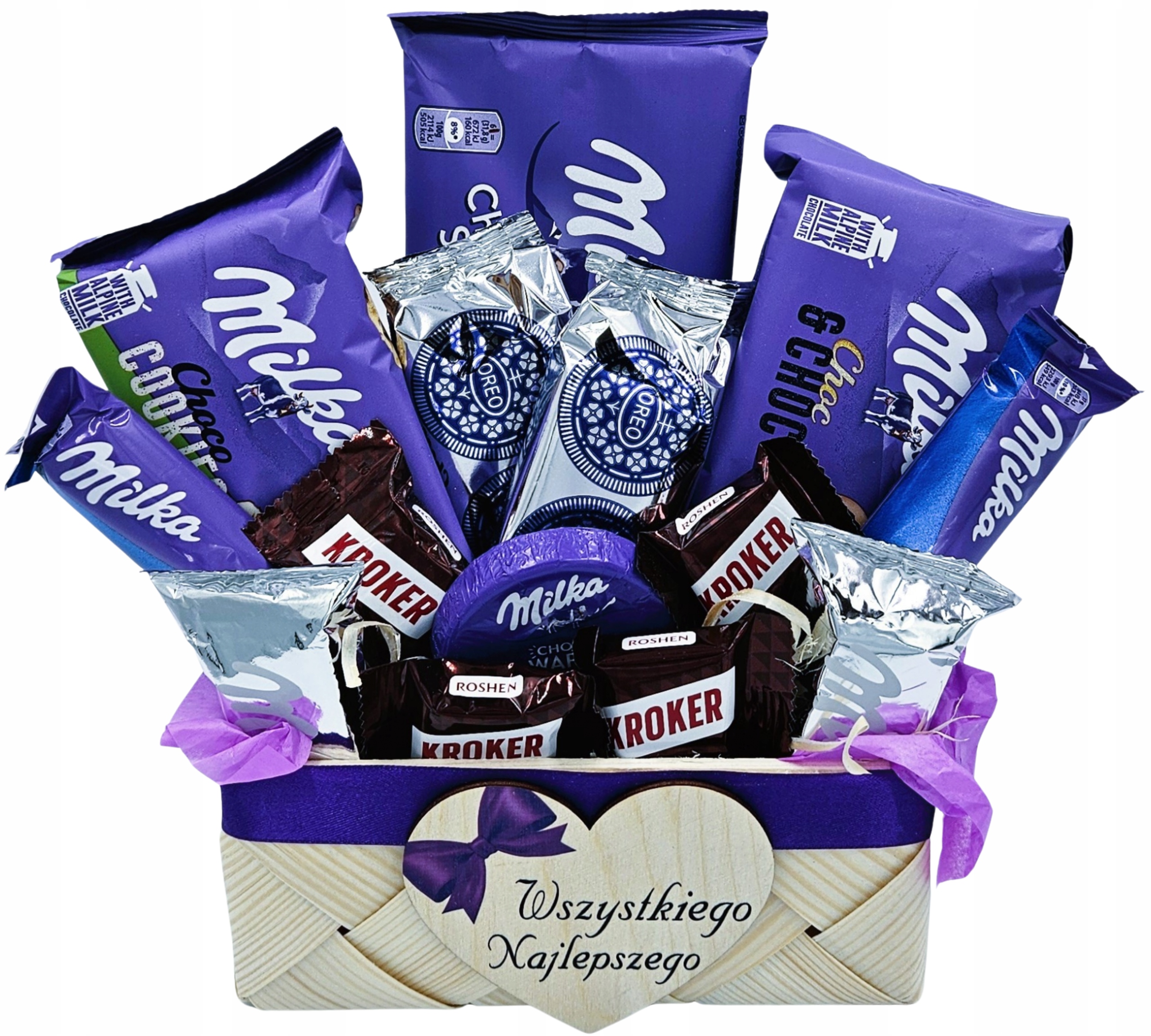 Levně Dárkový koš Milka Box Sada sladkostí Dárek Narozeniny Jmeniny 18 30