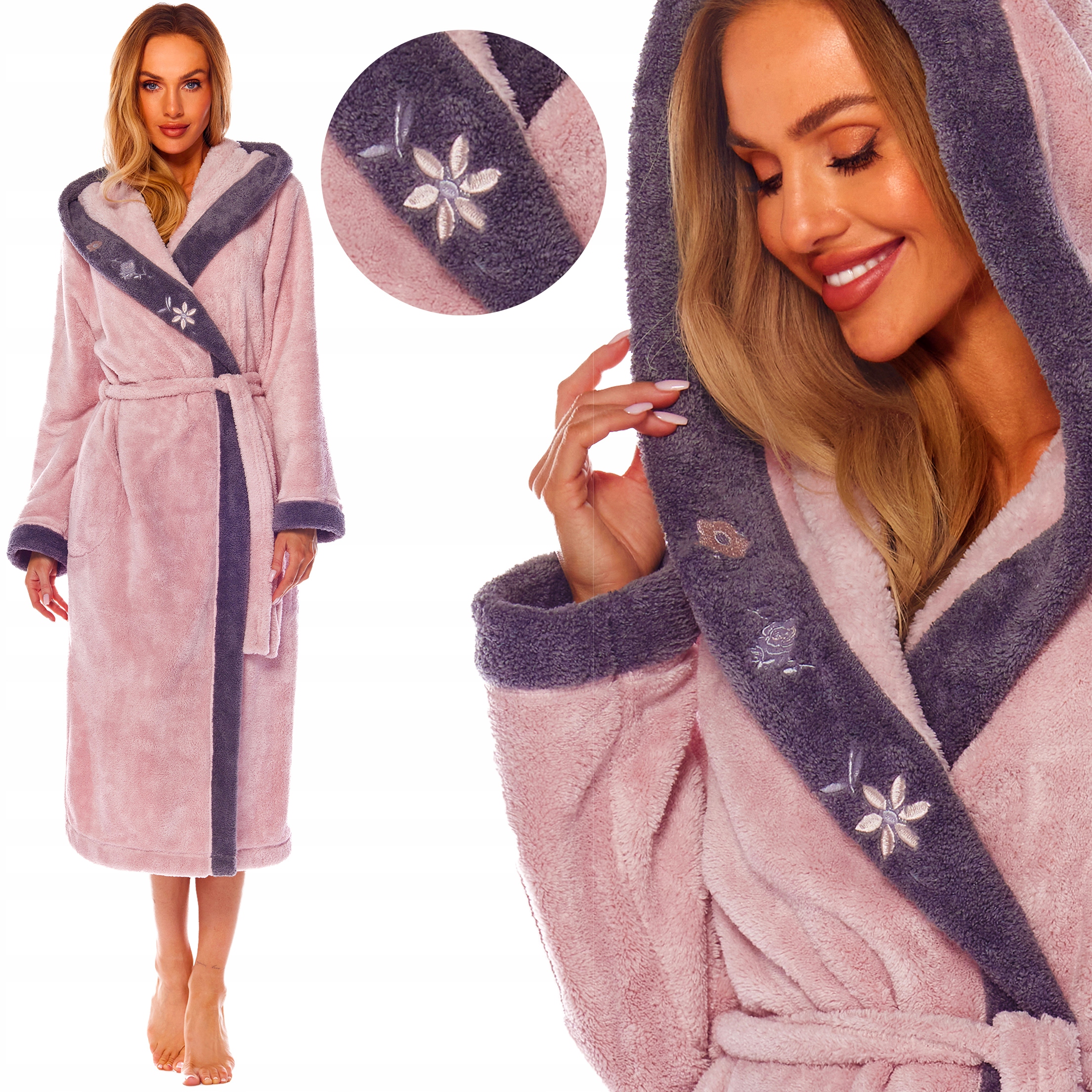 L&L dámský dlouhý objemný župan kapuce teplý Premium baletní 3XL