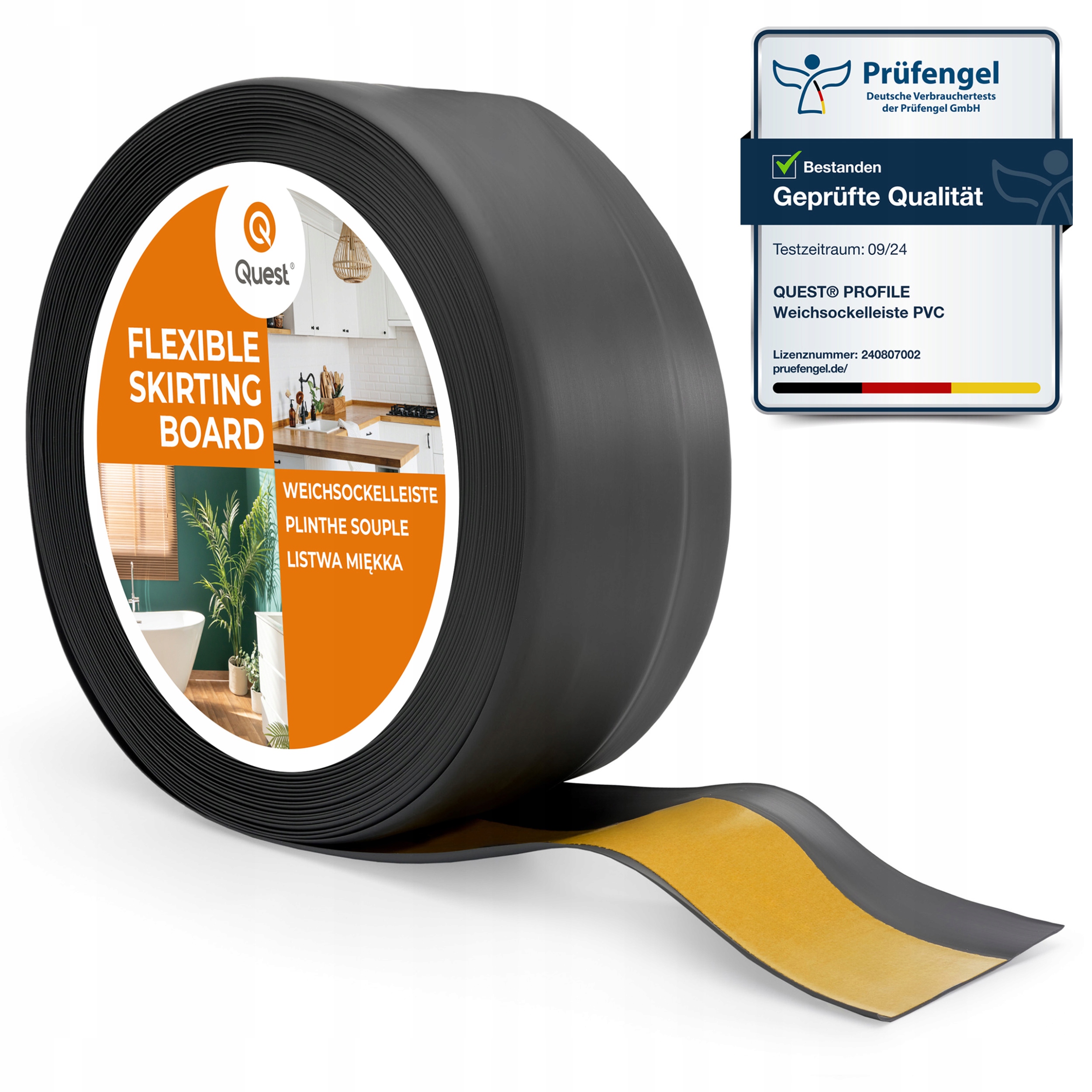 Samolepiaca podlahová lišta Quest Pvc 50x20 mm grafit antracit 25 m