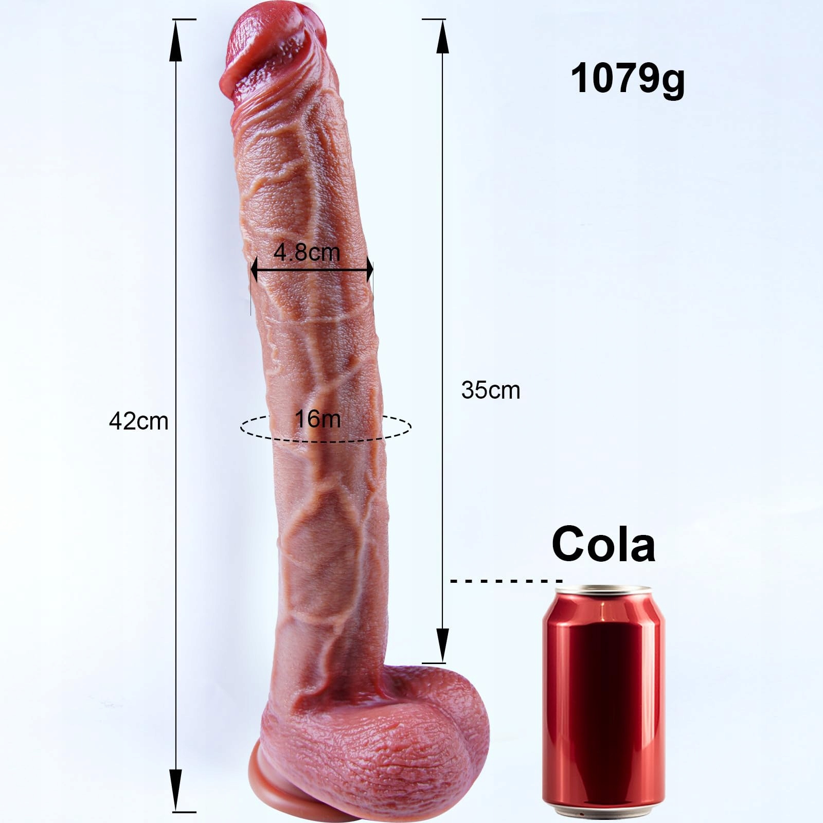 XXXL RIESENDILDO Realistyczny Miękki Silikonowy Dildo z Przyssawką 42 cm — miniatura 7