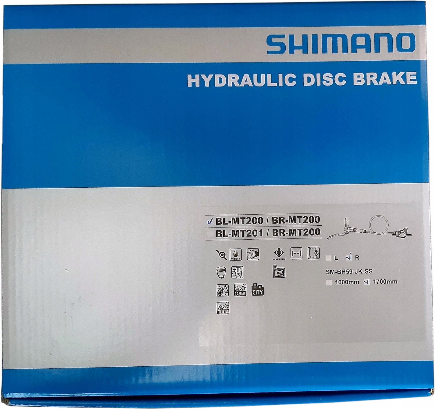 Zestaw hamulec tarczowy tył MT200 1700mm okładziny żywiczne Box