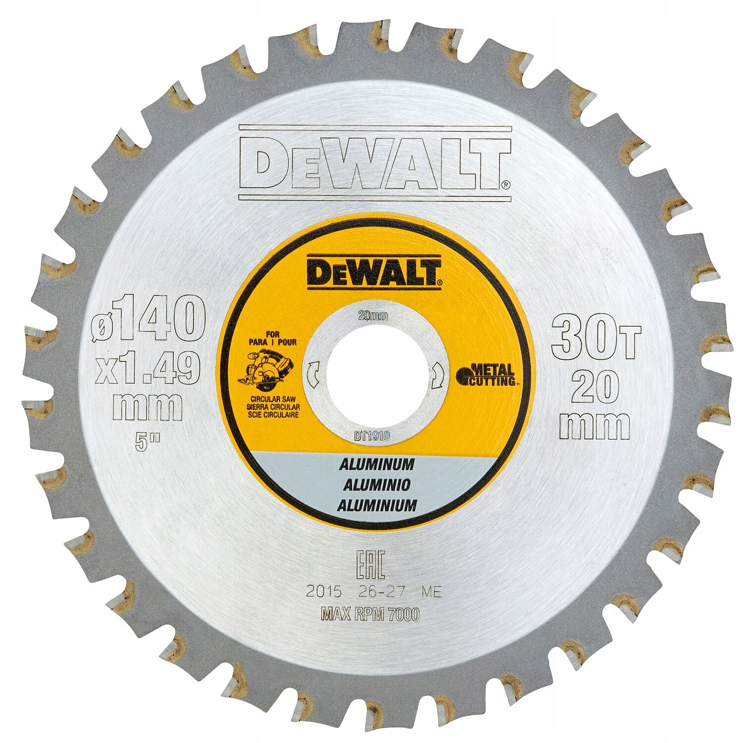 Dewalt Tarcza Do Aluminium Metalu 140X20MM DT1910
