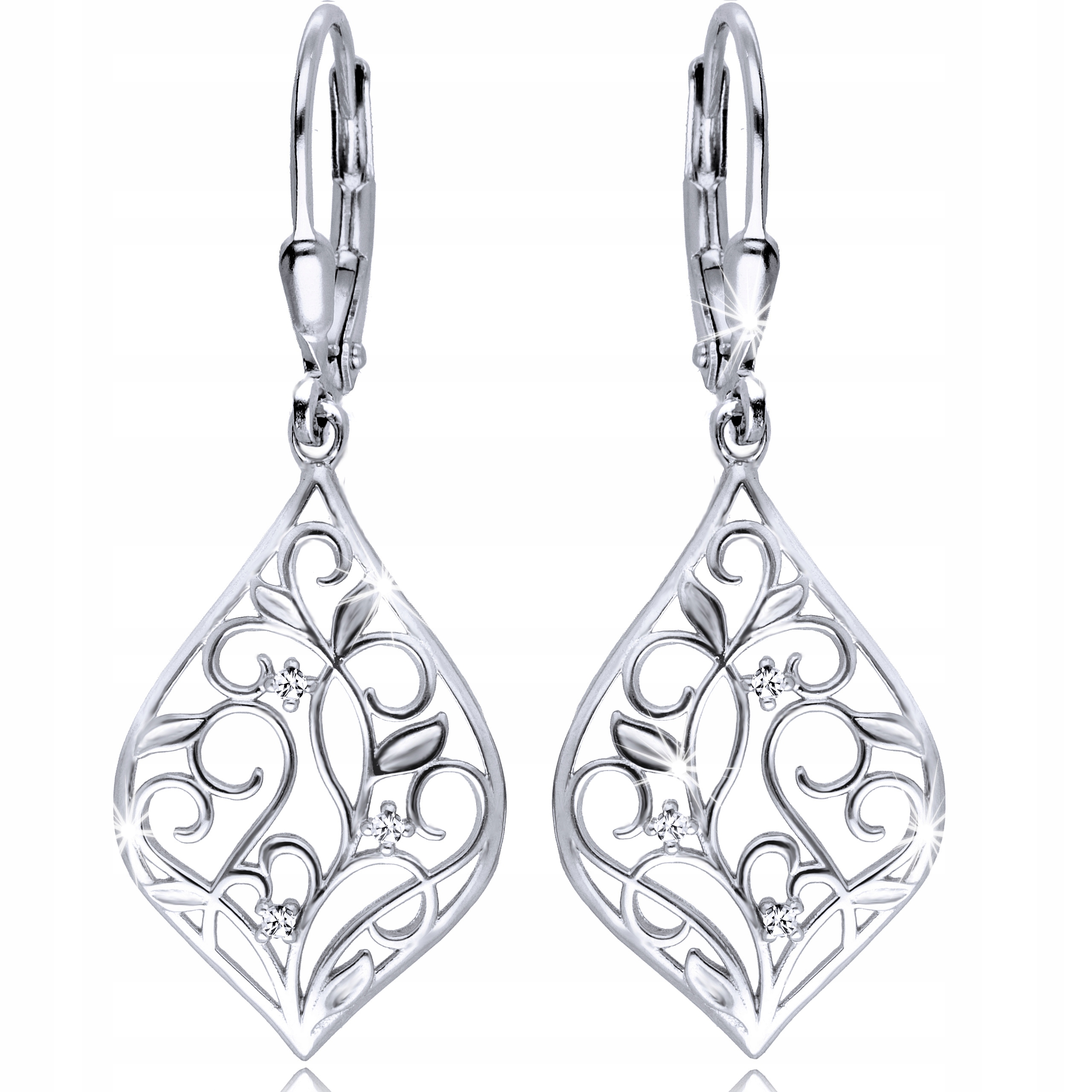 Srebrne Kolczyki Srebro 925 Wiszące Ażurowe dla Kobiety