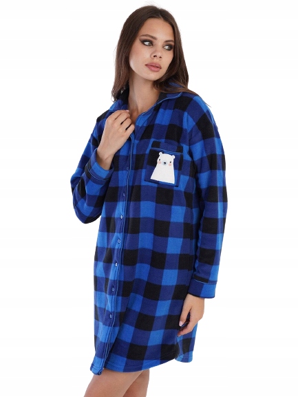 Teplá Fleecová Košile Se Zapínáním Na Knoflíky Mřížka Dřevorubec Bílý Medvídek S