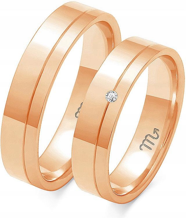 Růžové zlato snubní prsten gravírování 585 r 20 21 22 svatební dámský pro muže 14k