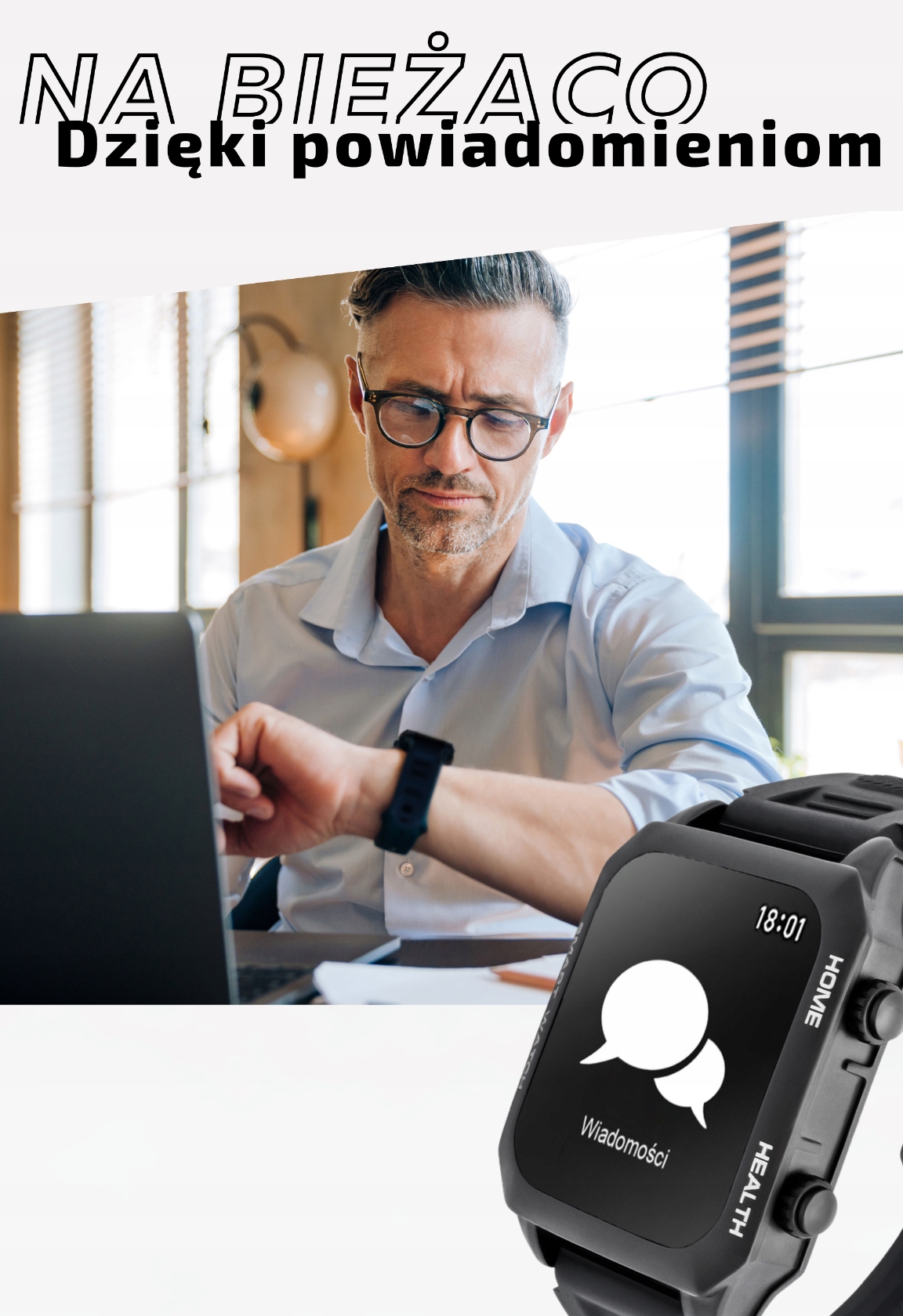 Smartwatch Niebieski Kardiowatch HIT PULSOMETR Komunikacja Bluetooth