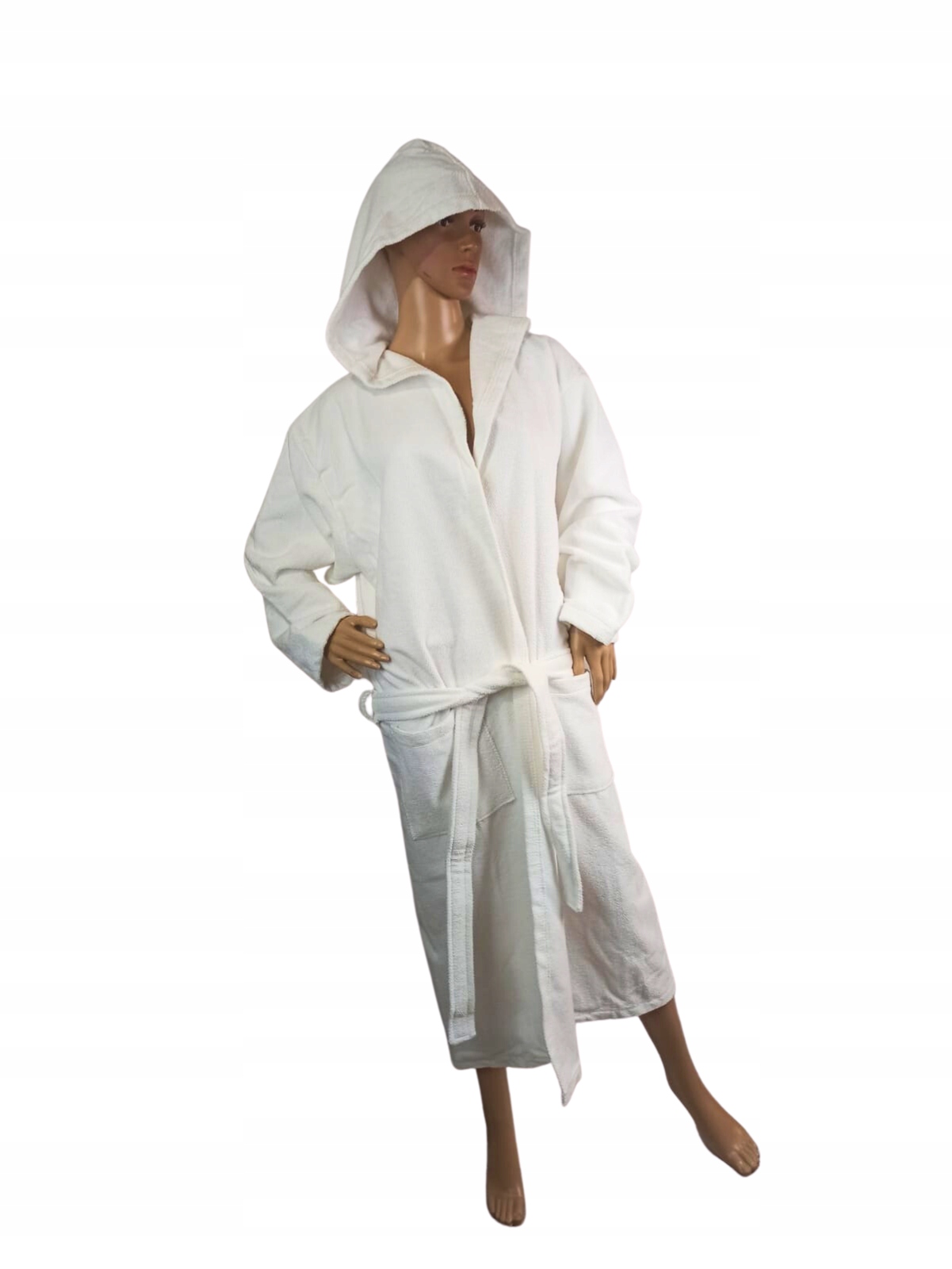 Župan s s kapucí Unisex 100% Bavlna Hustě Tkaný "L" 450g/m2 Bílý